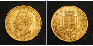 20 Lira Kingdom of Italy (1861-1946) Gold Victor Emmanuel II of Italy (1820 - 1878)