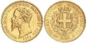 20 Lira Kingdom of Italy (1861-1946) Gold Victor Emmanuel II of Italy (1820 - 1878)