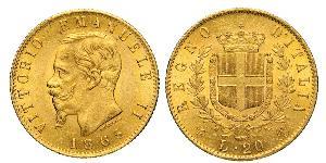 20 Lira Kingdom of Italy (1861-1946) Gold Victor Emmanuel II of Italy (1820 - 1878)