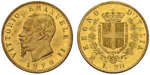 20 Lira Kingdom of Italy (1861-1946) Gold Victor Emmanuel II of Italy (1820 - 1878)