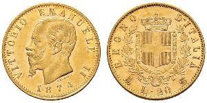 20 Lira Kingdom of Italy (1861-1946) Gold Victor Emmanuel II of Italy (1820 - 1878)