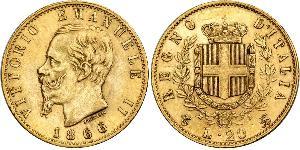 20 Lira Kingdom of Italy (1861-1946) Gold Victor Emmanuel II of Italy (1820 - 1878)