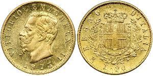 20 Lira Kingdom of Italy (1861-1946) Gold Victor Emmanuel II of Italy (1820 - 1878)