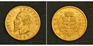 20 Lira Kingdom of Italy (1861-1946) Gold Victor Emmanuel II of Italy (1820 - 1878)