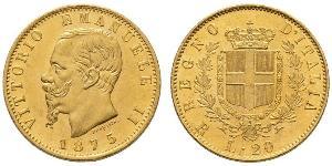 20 Lira Kingdom of Italy (1861-1946) Gold Victor Emmanuel II of Italy (1820 - 1878)