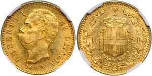 20 Lira Kingdom of Italy (1861-1946) Gold Umberto I (1844-1900)