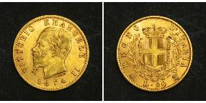 20 Lira Kingdom of Italy (1861-1946) Gold Victor Emmanuel II of Italy (1820 - 1878)