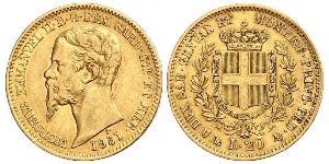 20 Lira Kingdom of Italy (1861-1946) Gold Victor Emmanuel II of Italy (1820 - 1878)