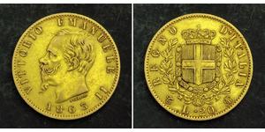 20 Lira Kingdom of Italy (1861-1946) Gold Victor Emmanuel II of Italy (1820 - 1878)