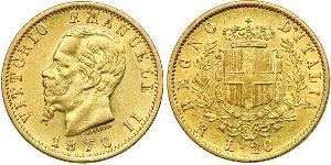 20 Lira Kingdom of Italy (1861-1946) Gold Victor Emmanuel II of Italy (1820 - 1878)