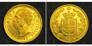 20 Lira Kingdom of Italy (1861-1946) Gold Umberto I (1844-1900)