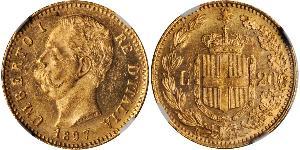 20 Lira Kingdom of Italy (1861-1946) Gold Umberto I (1844-1900)