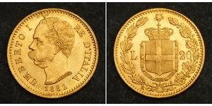 20 Lira Kingdom of Italy (1861-1946) Gold Umberto I (1844-1900)