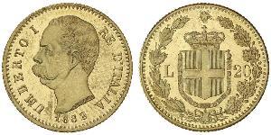 20 Lira Kingdom of Italy (1861-1946) Gold Umberto I (1844-1900)