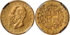 20 Lira Kingdom of Italy (1861-1946) Gold Victor Emmanuel II of Italy (1820 - 1878)