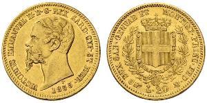 20 Lira Kingdom of Italy (1861-1946) Gold Victor Emmanuel II of Italy (1820 - 1878)