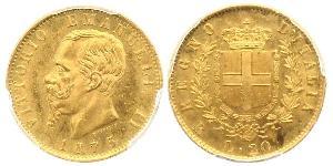 20 Lira Kingdom of Italy (1861-1946) Gold Victor Emmanuel II of Italy (1820 - 1878)