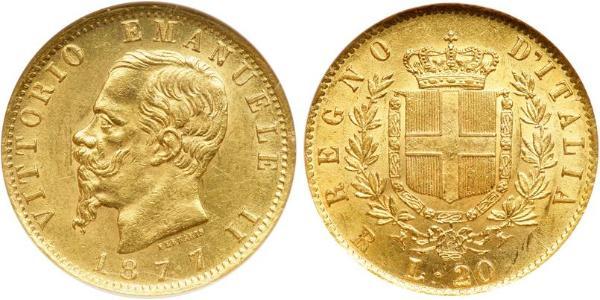 20 Lira Kingdom of Italy (1861-1946) Gold Victor Emmanuel II of Italy (1820 - 1878)