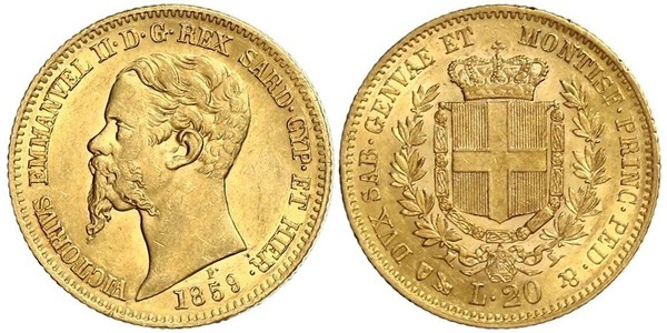 20 Lira Kingdom of Italy (1861-1946) Gold Victor Emmanuel II of Italy (1820 - 1878)