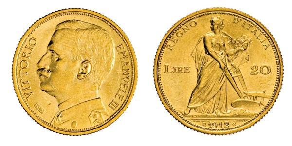 20 Lira Kingdom of Italy (1861-1946) Gold Vittorio Emanuele III (1869 - 1947)