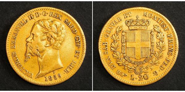 20 Lira Kingdom of Italy (1861-1946) Gold Victor Emmanuel II of Italy (1820 - 1878)