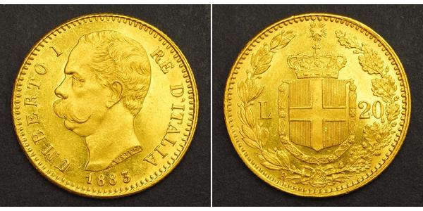 20 Lira Kingdom of Italy (1861-1946) Gold Umberto I (1844-1900)