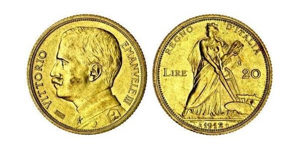 20 Lira Kingdom of Italy (1861-1946) Gold Vittorio Emanuele III (1869 - 1947)