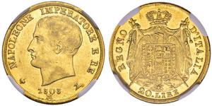 20 Lira Kingdom of Italy (Napoleonic) (1805–1814) Gold Napoleon (1769 - 1821)