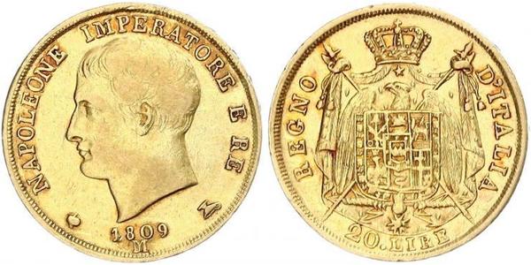 20 Lira Kingdom of Italy (Napoleonic) (1805–1814) Gold Napoleon (1769 - 1821)