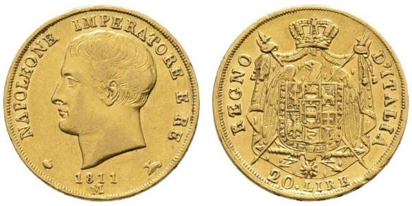 20 Lira Kingdom of Italy (Napoleonic) (1805–1814) Gold Napoleon (1769 - 1821)