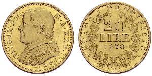 20 Lira Kirchenstaat (752-1870) Gold Pius IX (1792- 1878)