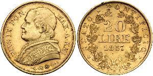 20 Lira Kirchenstaat (752-1870) Gold Pius IX (1792- 1878)