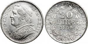 20 Lira Kirchenstaat (752-1870) Gold Pius IX (1792- 1878)