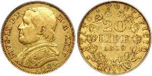 20 Lira Kirchenstaat (752-1870) Gold Pius IX (1792- 1878)