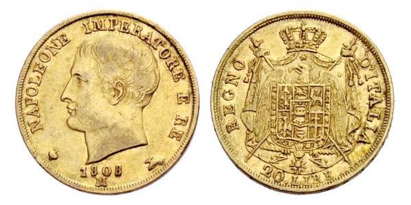 20 Lira Königreich Italien (1805–1814) Gold Napoleon Bonaparte(1769 - 1821)