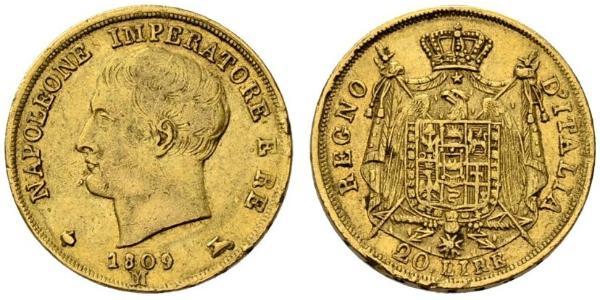 20 Lira Königreich Italien (1805–1814) Gold Napoleon Bonaparte(1769 - 1821)