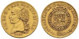 20 Lira Königreich Sardinien (1324 - 1861) Gold Viktor Emanuel I.