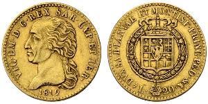 20 Lira Königreich Sardinien (1324 - 1861) Gold Viktor Emanuel I.