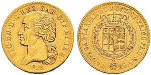 20 Lira Königreich Sardinien (1324 - 1861) Gold Viktor Emanuel I.