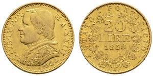 20 Lira Papal States (752-1870) Gold Pope Pius IX (1792- 1878)