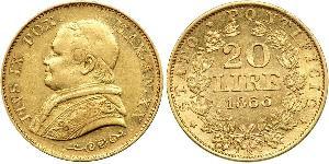 20 Lira Papal States (752-1870) Gold Pope Pius IX (1792- 1878)