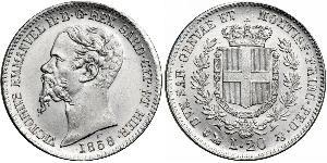 20 Lira Kingdom of Italy (1861-1946) Or Victor Emmanuel II of Italy (1820 - 1878)