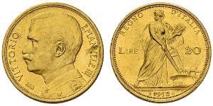 20 Lira Kingdom of Italy (1861-1946) Or Vittorio Emanuele III (1869 - 1947)