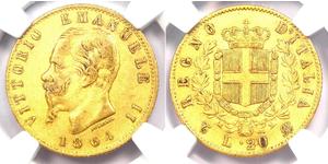 20 Lira Kingdom of Italy (1861-1946) Or Victor Emmanuel II of Italy (1820 - 1878)