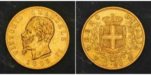 20 Lira Kingdom of Italy (1861-1946) Or Victor Emmanuel II of Italy (1820 - 1878)