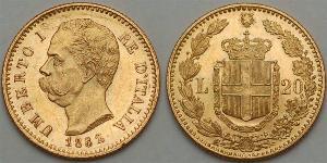 20 Lira Kingdom of Italy (1861-1946) Or Umberto I (1844-1900)
