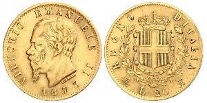 20 Lira Kingdom of Italy (1861-1946) Or Victor Emmanuel II of Italy (1820 - 1878)