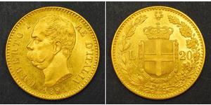 20 Lira Kingdom of Italy (1861-1946) Or Umberto I (1844-1900)