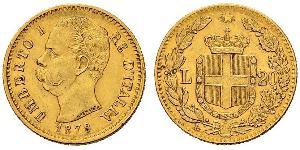 20 Lira Kingdom of Italy (1861-1946) Or Umberto I (1844-1900)