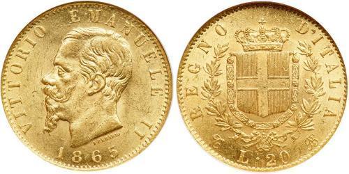 20 Lira Kingdom of Italy (1861-1946) Or Victor Emmanuel II of Italy (1820 - 1878)